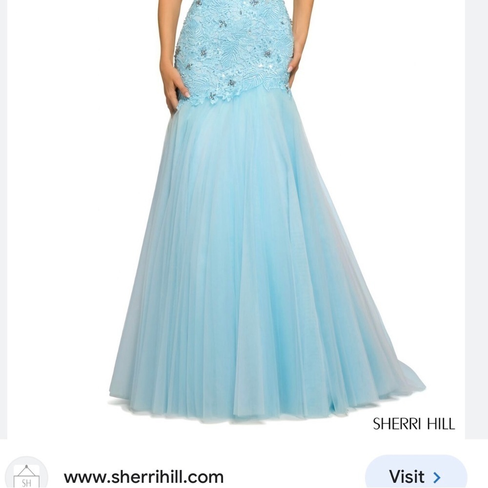 Sherri Hill size 2 blue tulle chiffon long flowy skirt train formal prom - Picture 7 of 8